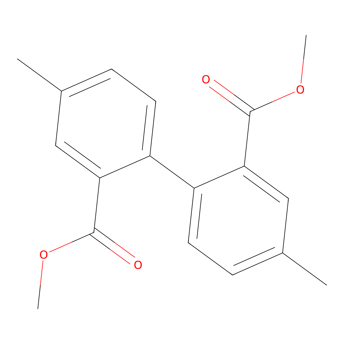 Methyl 2-(2-methoxycarbonyl-4-methylphenyl)-5-methylbenzoate molecular structure, CAS 2941-80-2