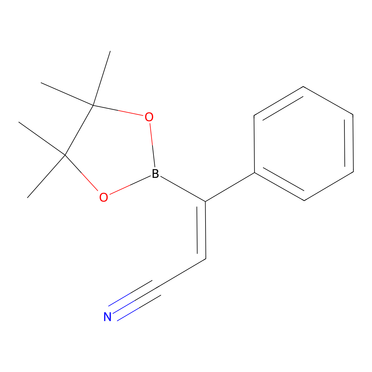2-Cyano-1-phenylvinylboronic Acid Pinacol Ester molecular structure, CAS 2941006-23-9