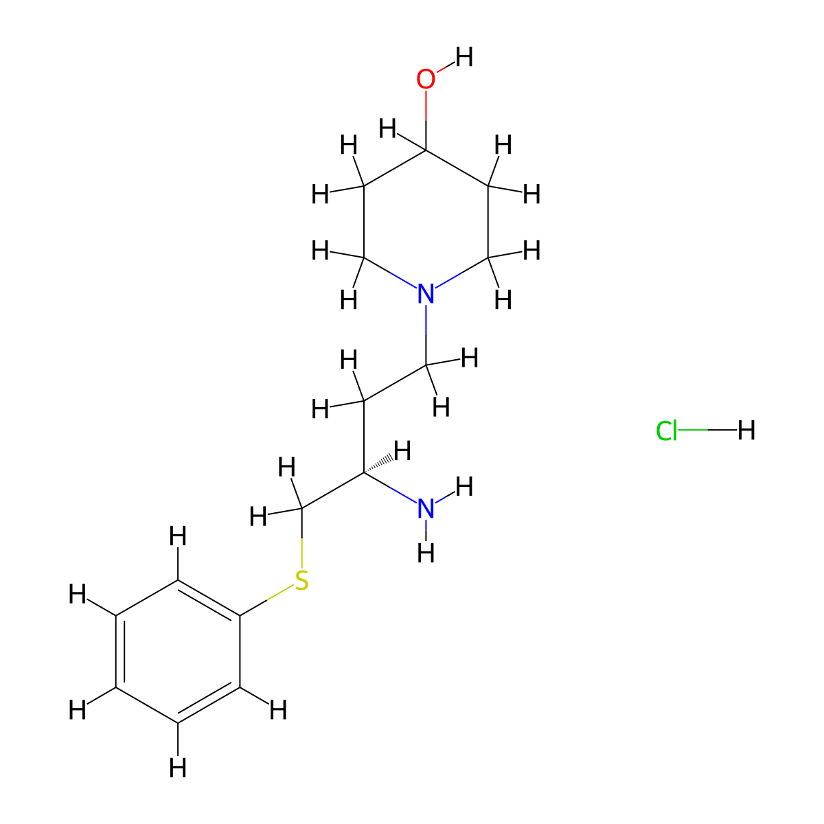 (R)-1-(3-amino-4-(phenylthio)butyl)piperidin-4-ol hydrochloride molecular structure, CAS 2941090-91-9