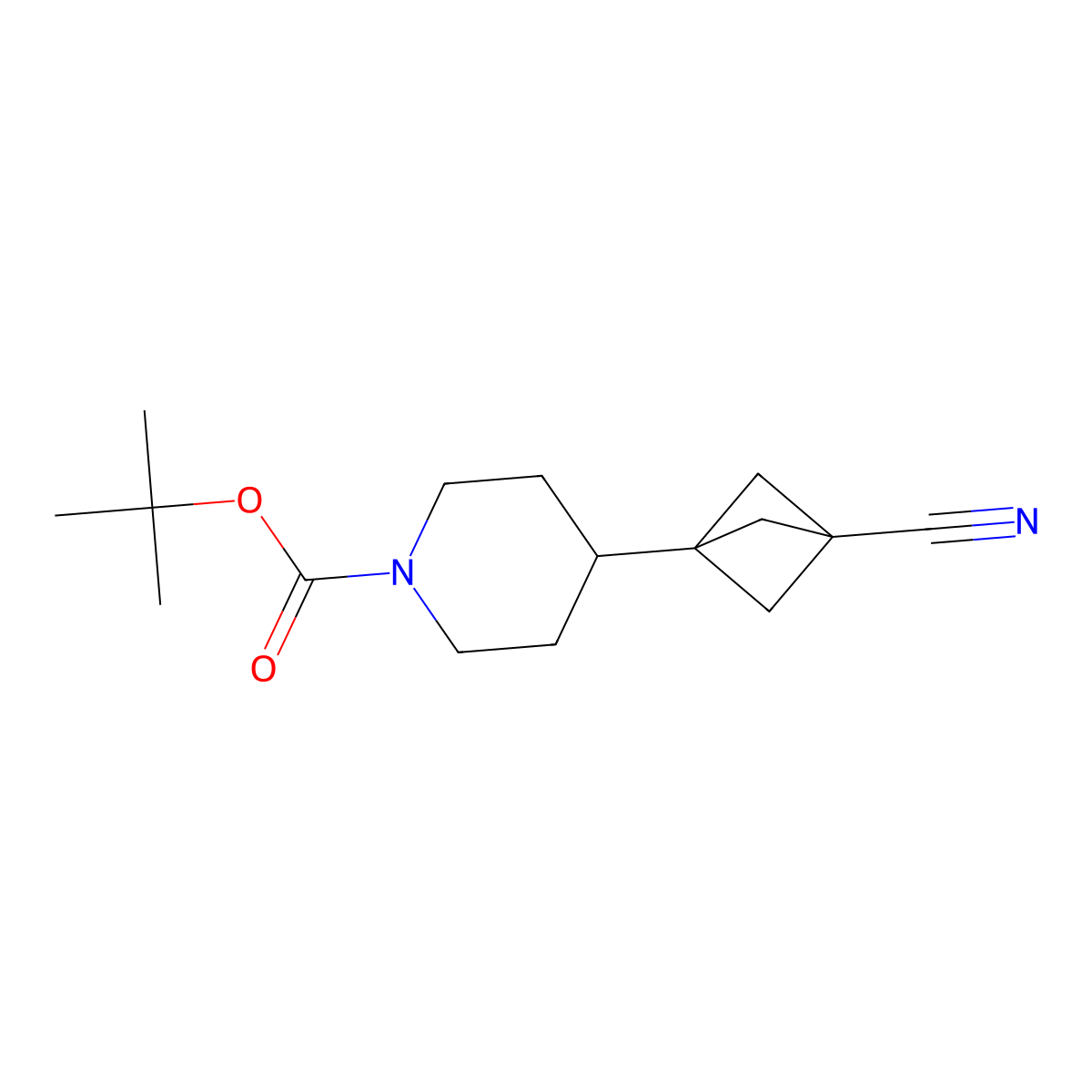 1-Boc-4-(3-cyanobicyclo[1.1.1]pentan-1-YL)piperidine molecular structure, CAS 2941239-54-7