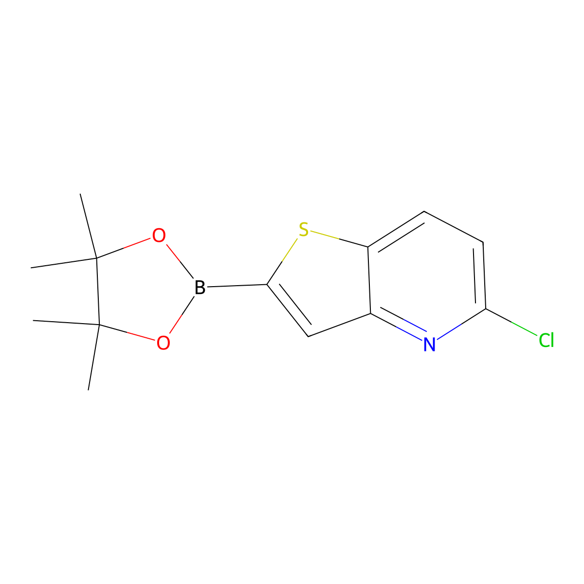5-Chloro-2-(tetramethyl-1,3,2-dioxaborolan-2-yl)thieno(3,2-b)pyridine molecular structure, CAS 2941257-77-6