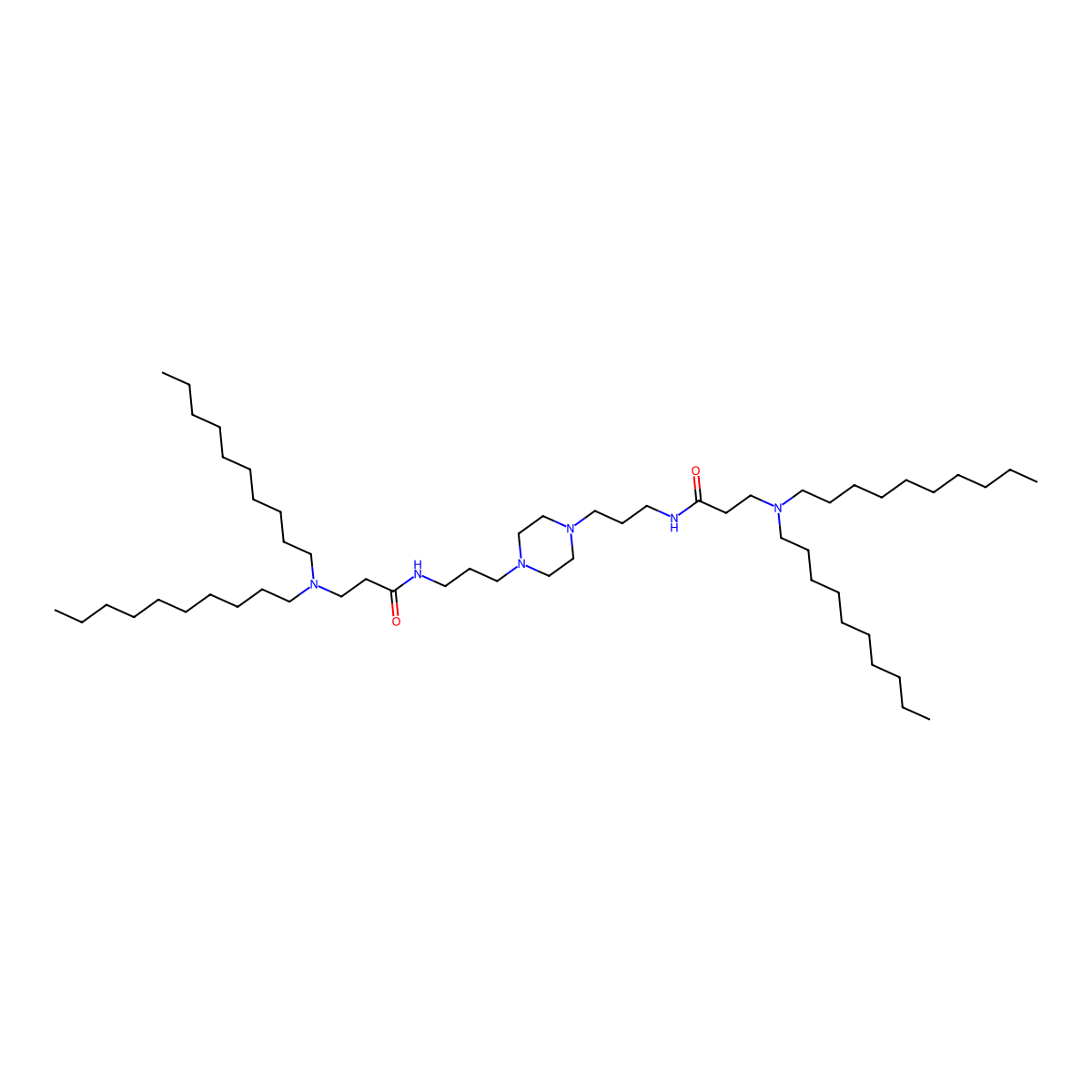N,N'-(Piperazine-1,4-diylbis(propane-3,1-diyl))bis(3-(didecylamino)propanamide) molecular structure, CAS 2941268-67-1