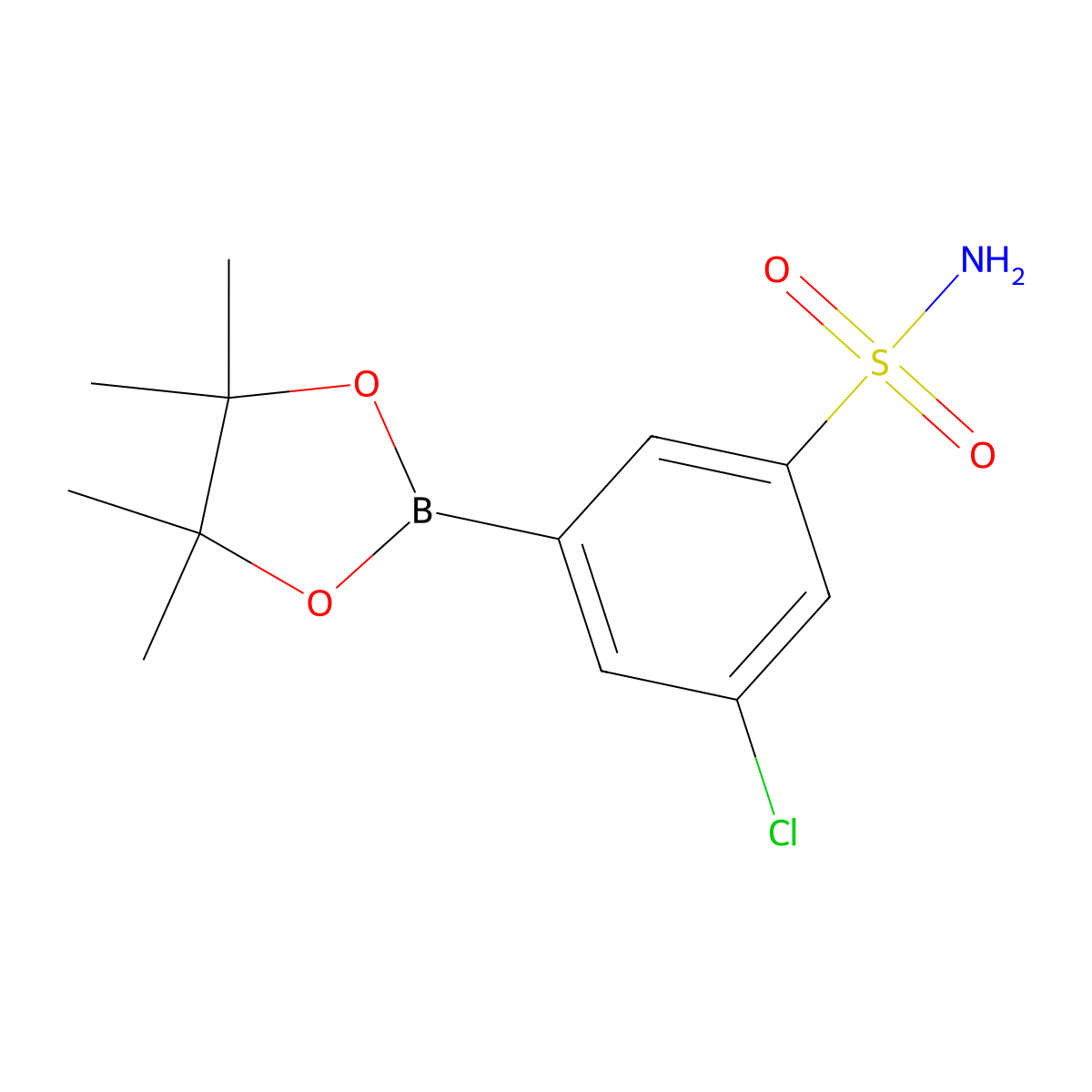 3-Chloro-5-(4,4,5,5-tetramethyl-1,3,2-dioxaborolan-2-yl)benzene-1-sulfonamide molecular structure, CAS 2941315-89-3