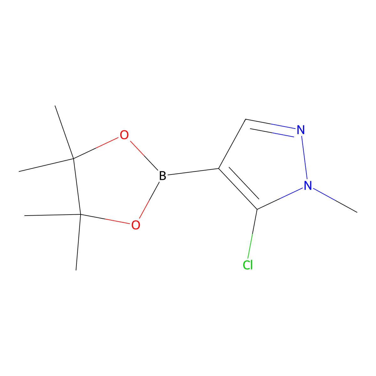 5-chloro-1-methyl-4-(tetramethyl-1,3,2-dioxaborolan-2-yl)-1H-pyrazole molecular structure, CAS 2941501-49-9