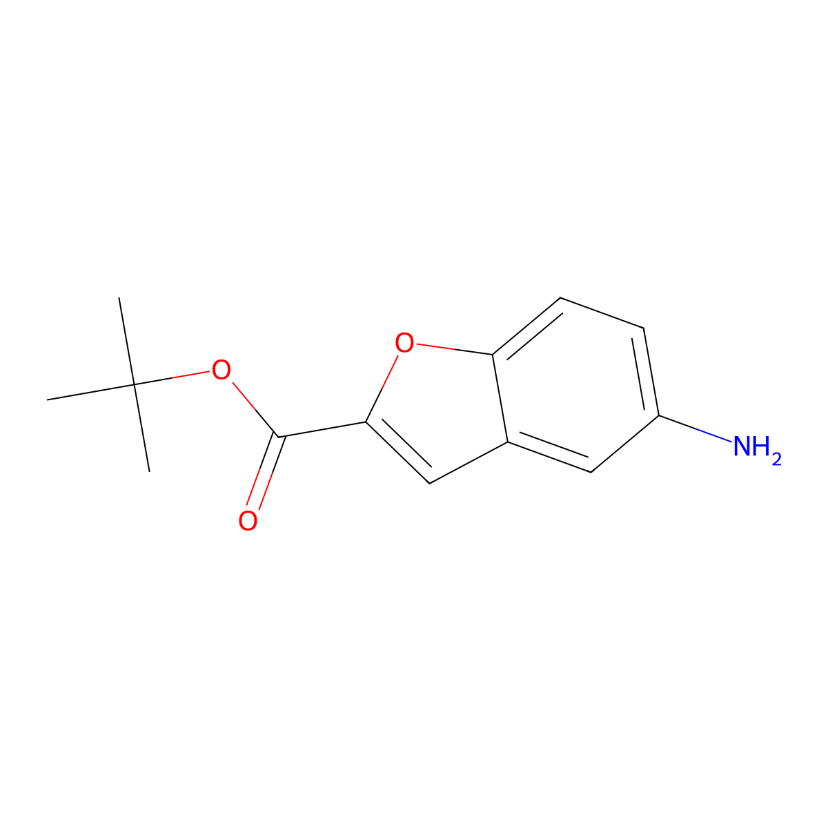 Tert-butyl 5-amino-1-benzofuran-2-carboxylate molecular structure, CAS 294174-70-2