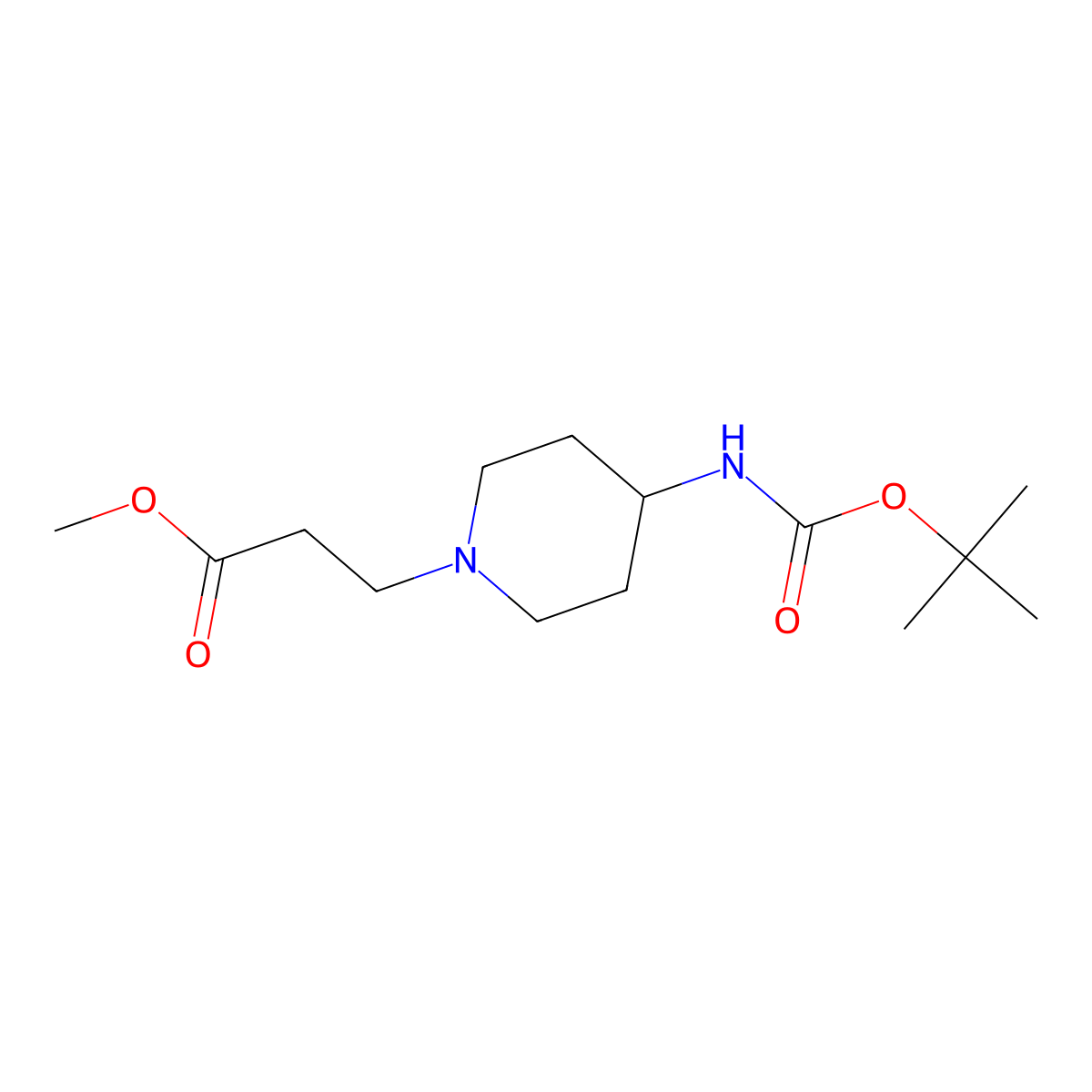 Methyl 3-(4-{[(tert-butoxy)carbonyl]amino}piperidin-1-yl)propanoate molecular structure, CAS 294180-26-0