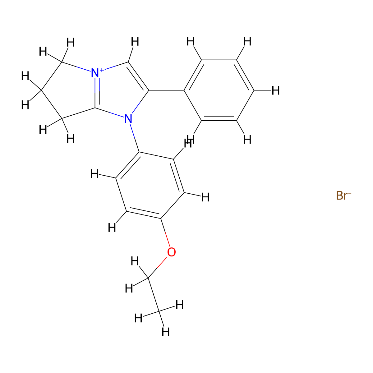 1-(4-ethoxyphenyl)-2-phenyl-6,7-dihydro-5H-pyrrolo[1,2-a]imidazol-1-ium bromide molecular structure, CAS 294183-36-1