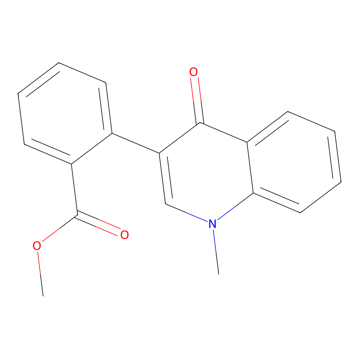 Methyl 2-(1-methyl-4-oxo-1,4-dihydro-3-quinolinyl)benzenecarboxylate molecular structure, CAS 294184-16-0