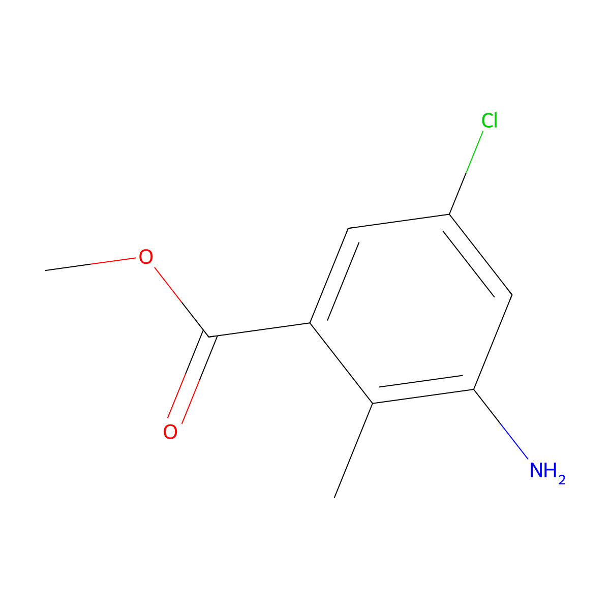 Methyl 3-amino-5-chloro-2-methylbenzoate molecular structure, CAS 294190-18-4