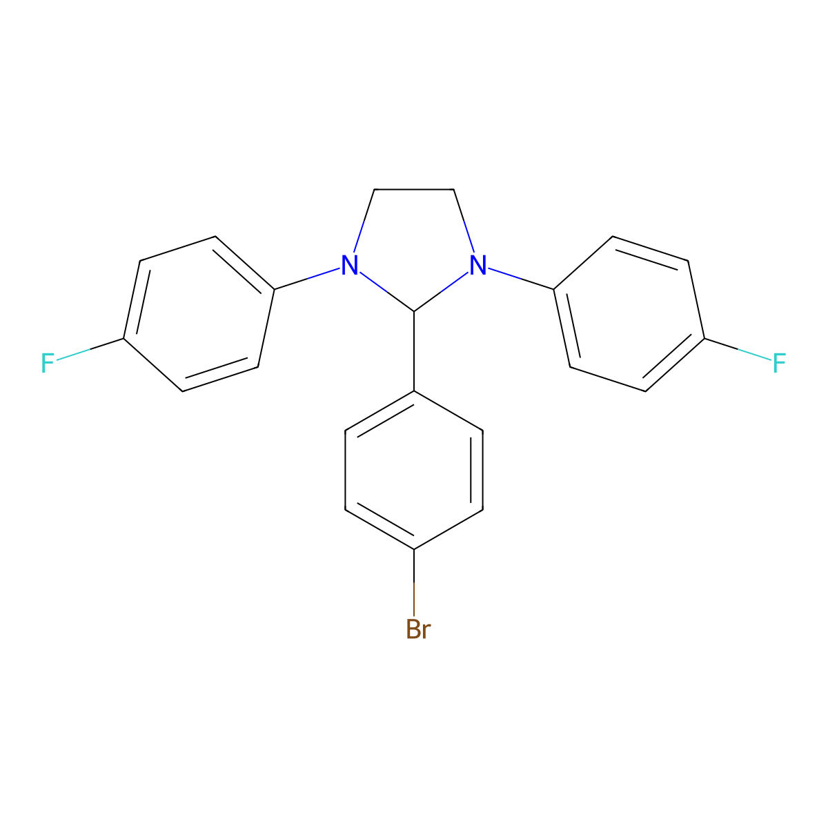 2-(4-Bromophenyl)-1,3-bis(4-fluorophenyl)imidazolidine molecular structure, CAS 294193-62-7