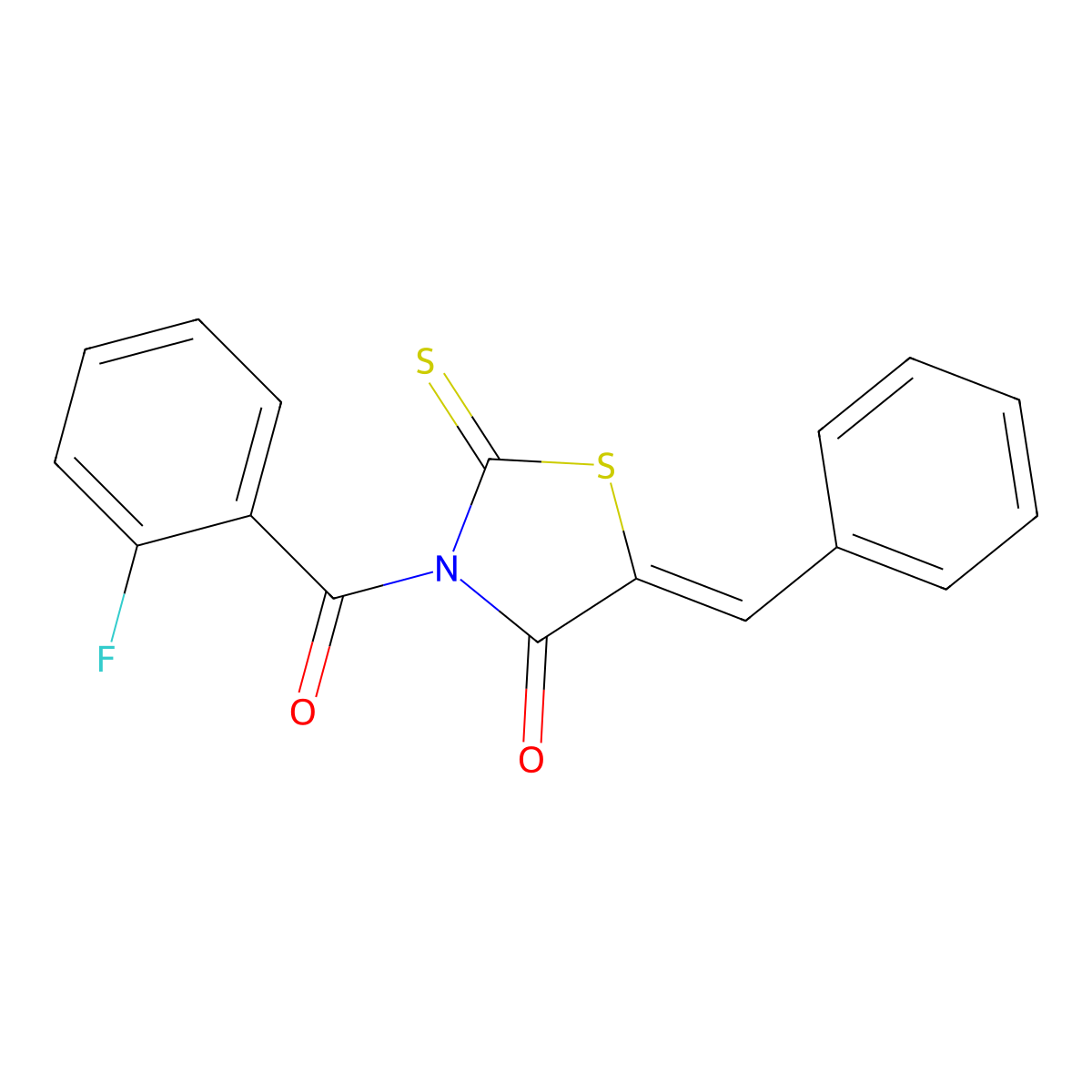 5-Benzylidene-3-(2-fluorobenzoyl)-2-sulfanylidene-1,3-thiazolidin-4-one molecular structure, CAS 294193-93-4