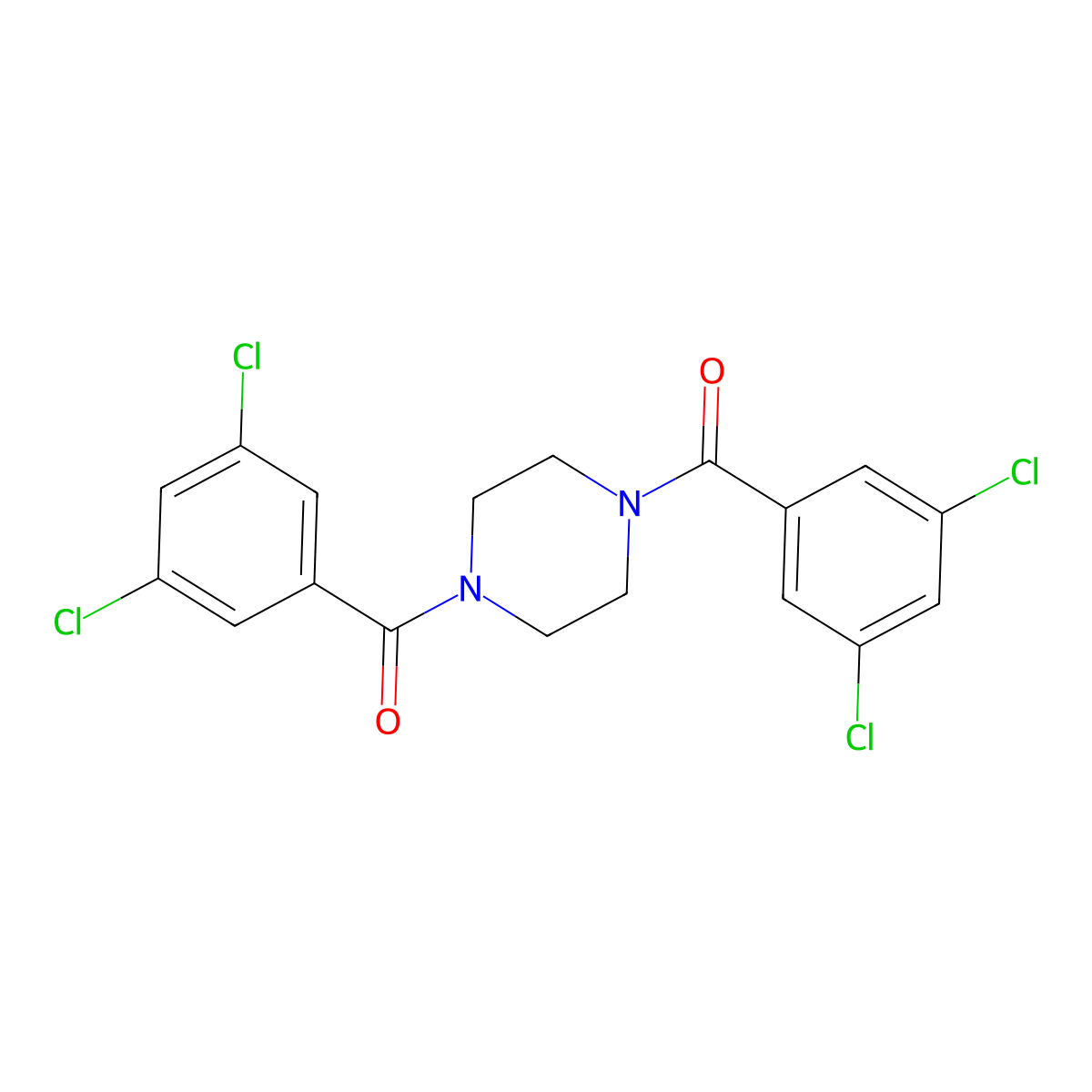 1,4-Bis(3,5-dichlorobenzoyl)piperazine molecular structure, CAS 294194-12-0