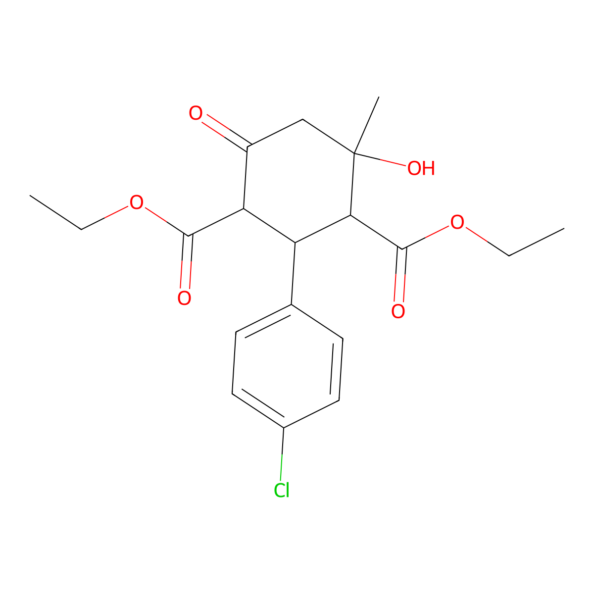 1,3-Diethyl 2-(4-chlorophenyl)-4-hydroxy-4-methyl-6-oxo-1,3-cyclohexanedicarboxylate molecular structure, CAS 294194-13-1