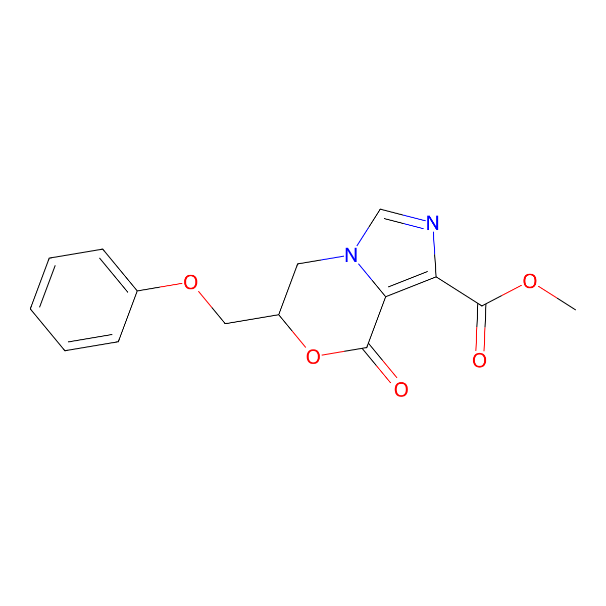 methyl 8-oxo-6-(phenoxymethyl)-5,6-dihydro-8H-imidazo[5,1-c][1,4]oxazine-1-carboxylate molecular structure, CAS 294194-17-5