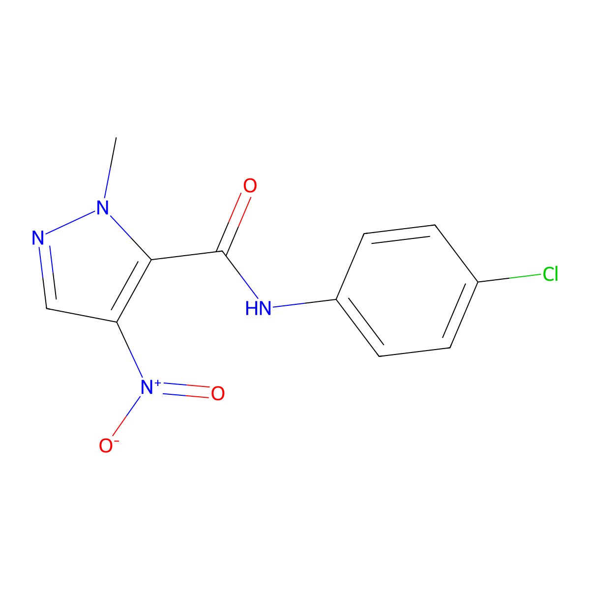 N-(4-chlorophenyl)-1-methyl-4-nitro-1H-pyrazole-5-carboxamide molecular structure, CAS 294194-40-4
