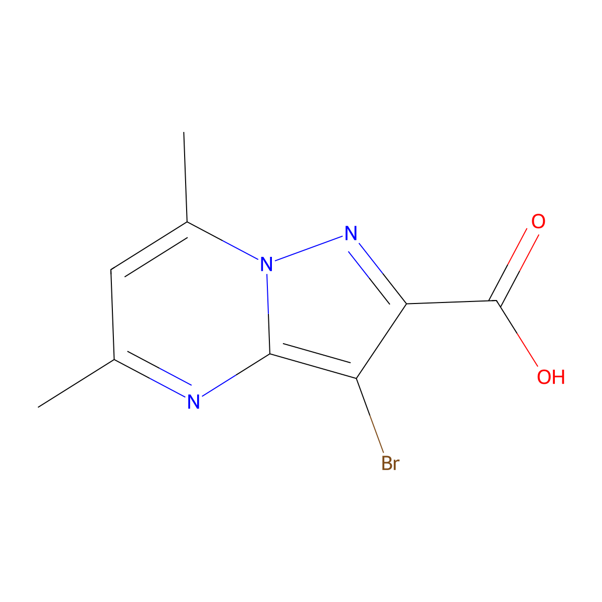 3-Bromo-5,7-dimethylpyrazolo[1,5-a]pyrimidine-2-carboxylic acid molecular structure, CAS 294194-46-0