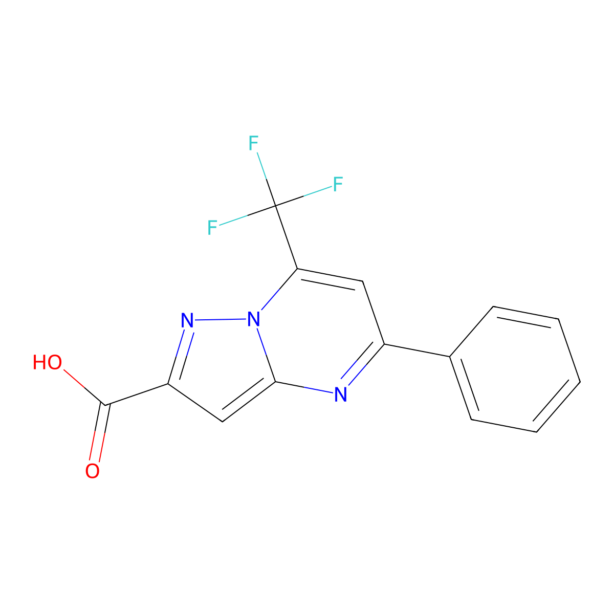 5-Phenyl-7-(trifluoromethyl)pyrazolo[1,5-a]pyrimidine-2-carboxylic acid molecular structure, CAS 294194-47-1