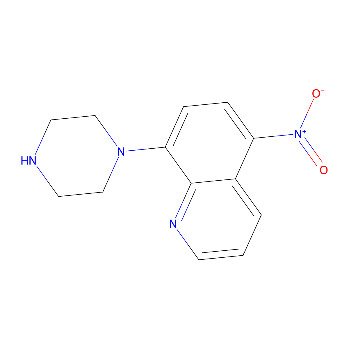 5-Nitro-8-piperazin-1-ylquinoline molecular structure, CAS 294194-88-0