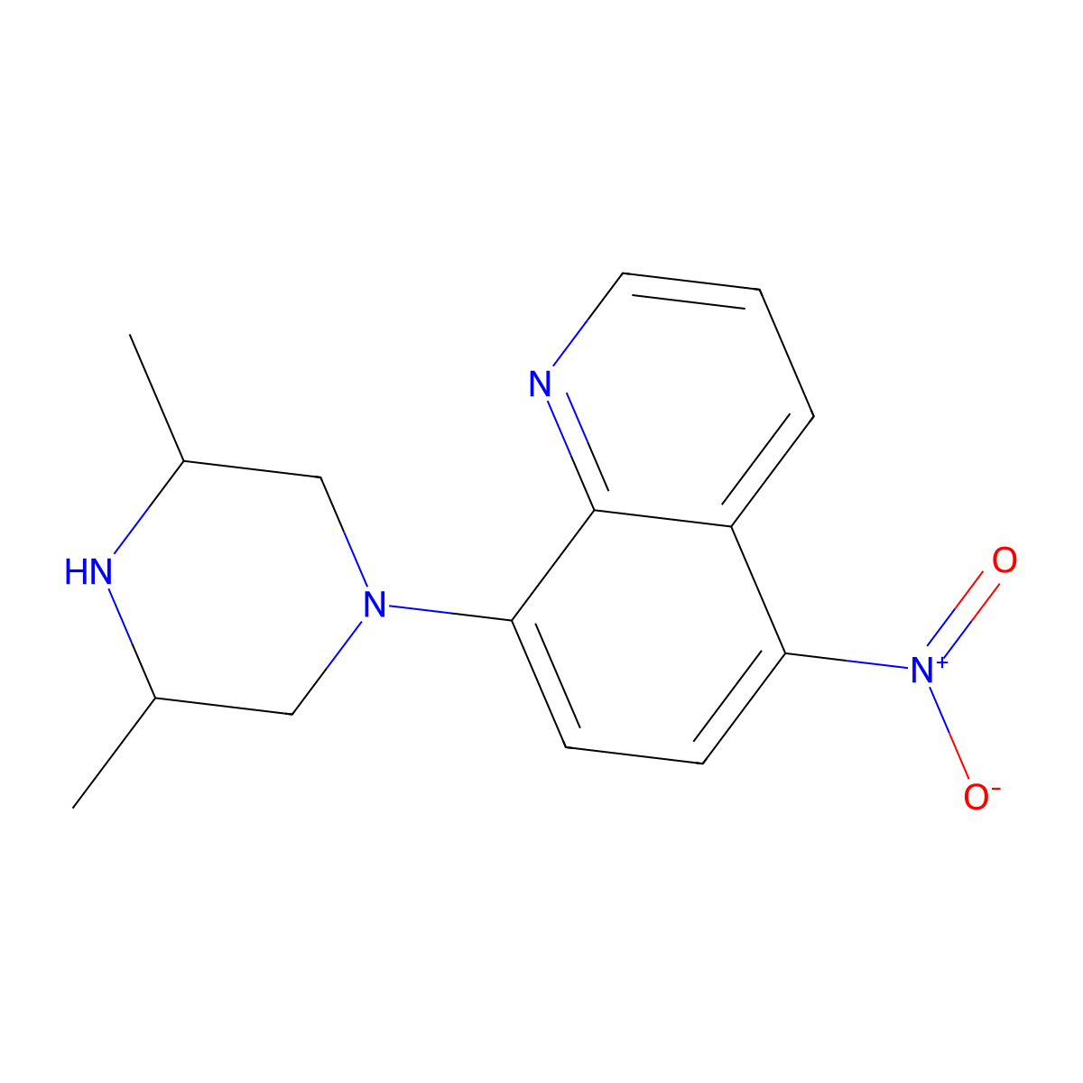 8-(3,5-Dimethylpiperazin-1-yl)-5-nitroquinoline molecular structure, CAS 294194-92-6