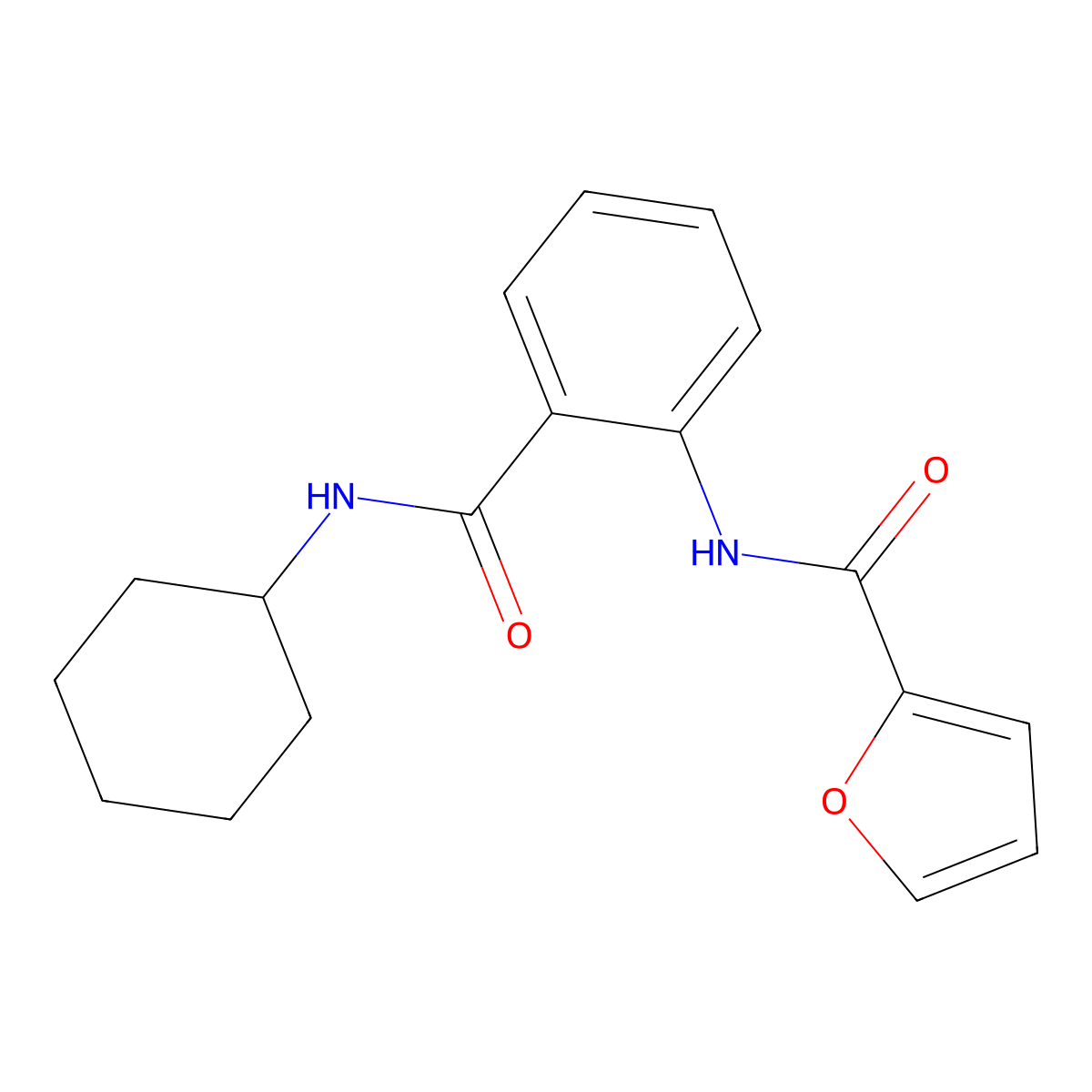 N-[2-(cyclohexylcarbamoyl)phenyl]furan-2-carboxamide molecular structure, CAS 294195-66-7