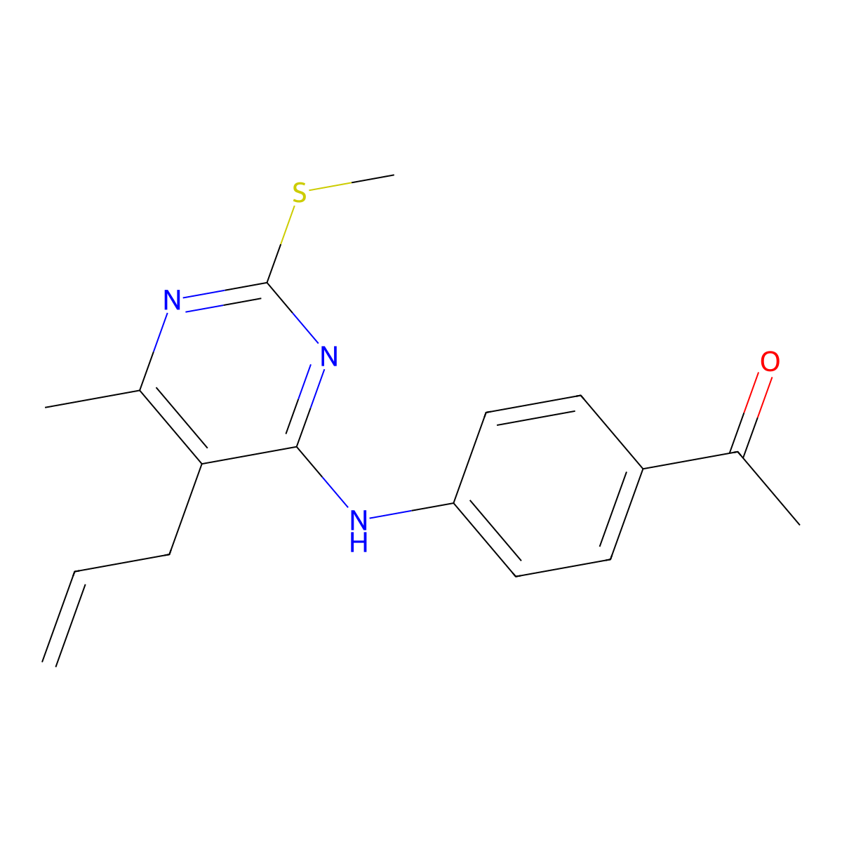 1-[4-[(6-Methyl-2-methylsulfanyl-5-prop-2-enylpyrimidin-4-yl)amino]phenyl]ethanone molecular structure, CAS 294195-79-2
