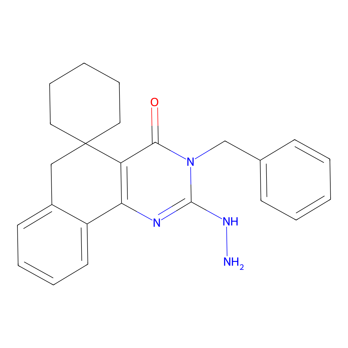 3-benzyl-2-hydrazinylspiro[6H-benzo[h]quinazoline-5,1'-cyclohexane]-4-one molecular structure, CAS 294195-81-6