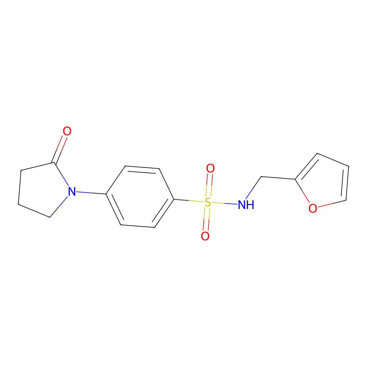 N-(furan-2-ylmethyl)-4-(2-oxopyrrolidin-1-yl)benzenesulfonamide molecular structure, CAS 294196-19-3