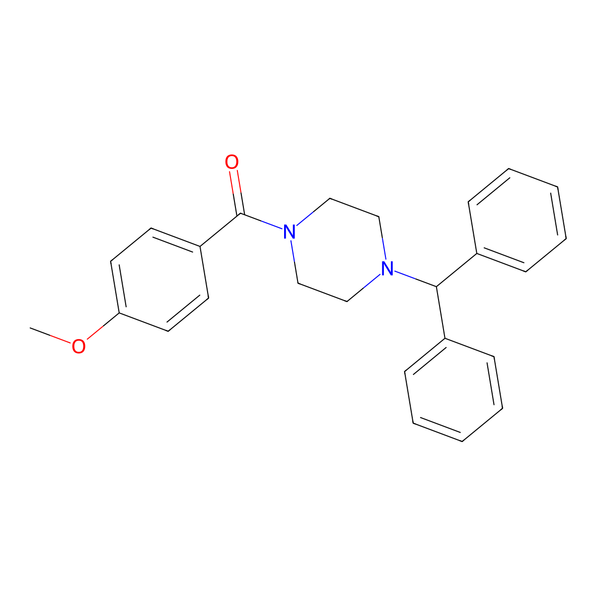 (4-Benzhydrylpiperazin-1-yl)-(4-methoxyphenyl)methanone molecular structure, CAS 294196-25-1