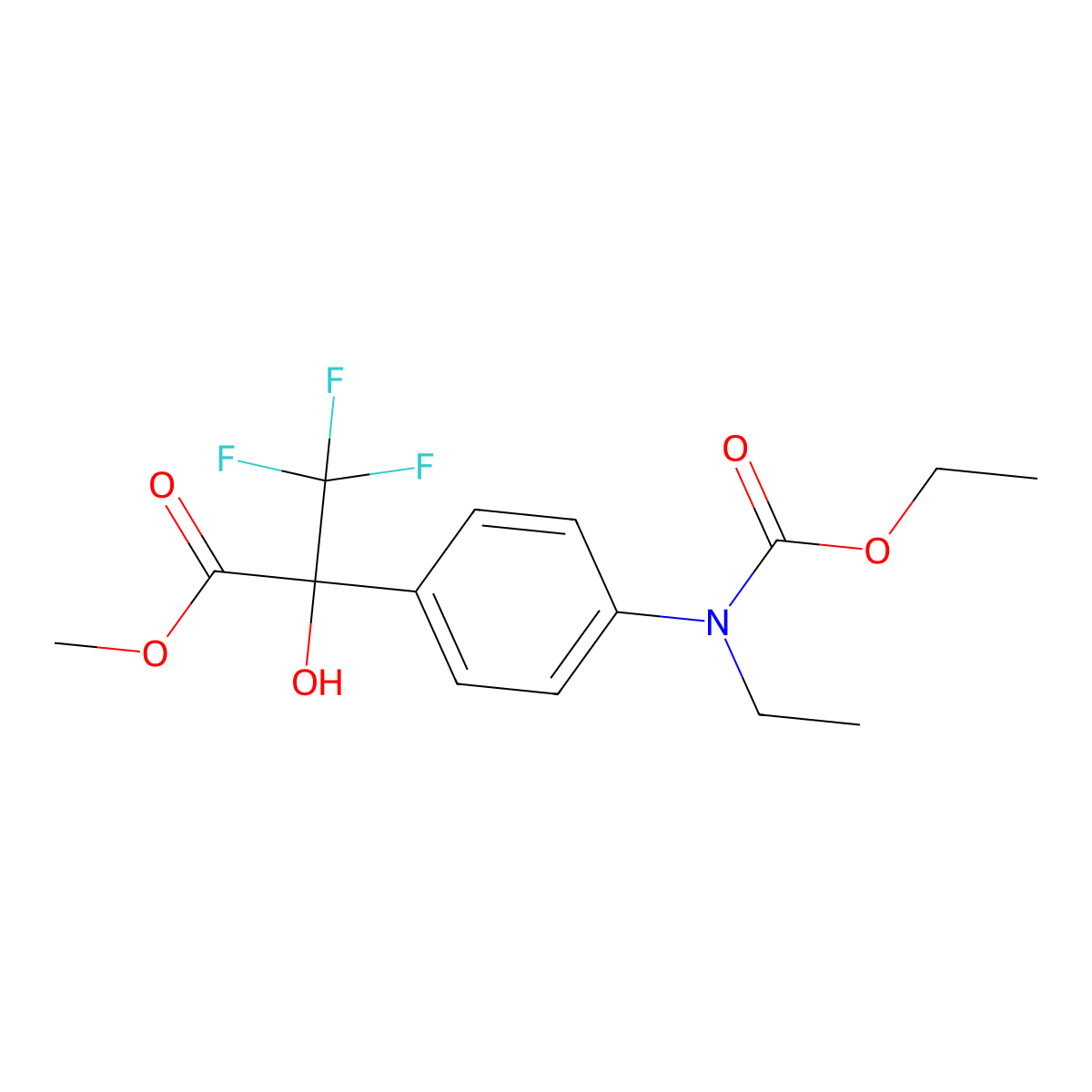 Methyl 2-{4-[(ethoxycarbonyl)(ethyl)amino]phenyl}-3,3,3-trifluoro-2-hydroxypropanoate molecular structure, CAS 294196-50-2