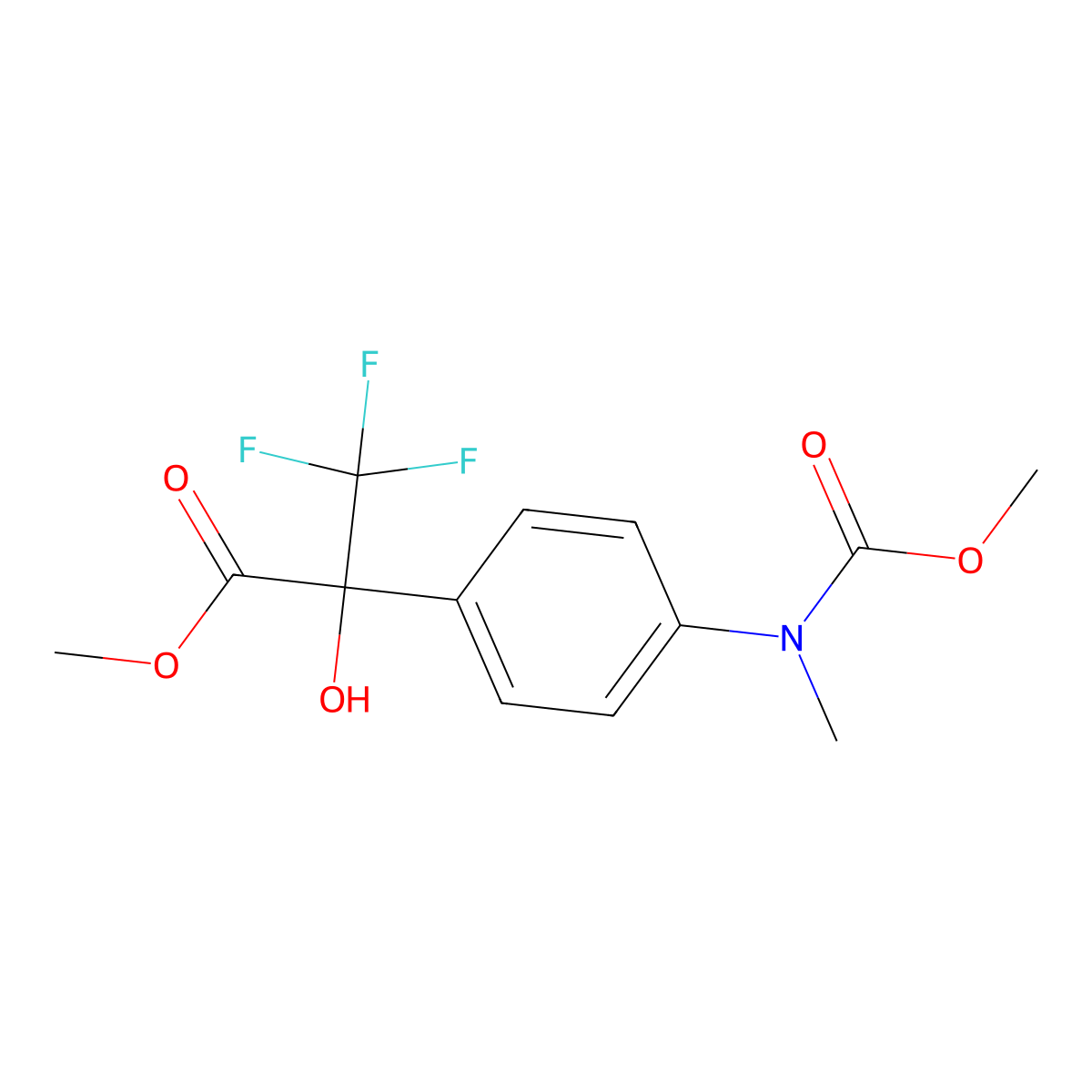 3,3,3-Trifluoro-2-hydroxy-2-[4-[methoxycarbonyl(methyl)amino]phenyl]propanoic acid methyl ester molecular structure, CAS 294196-61-5