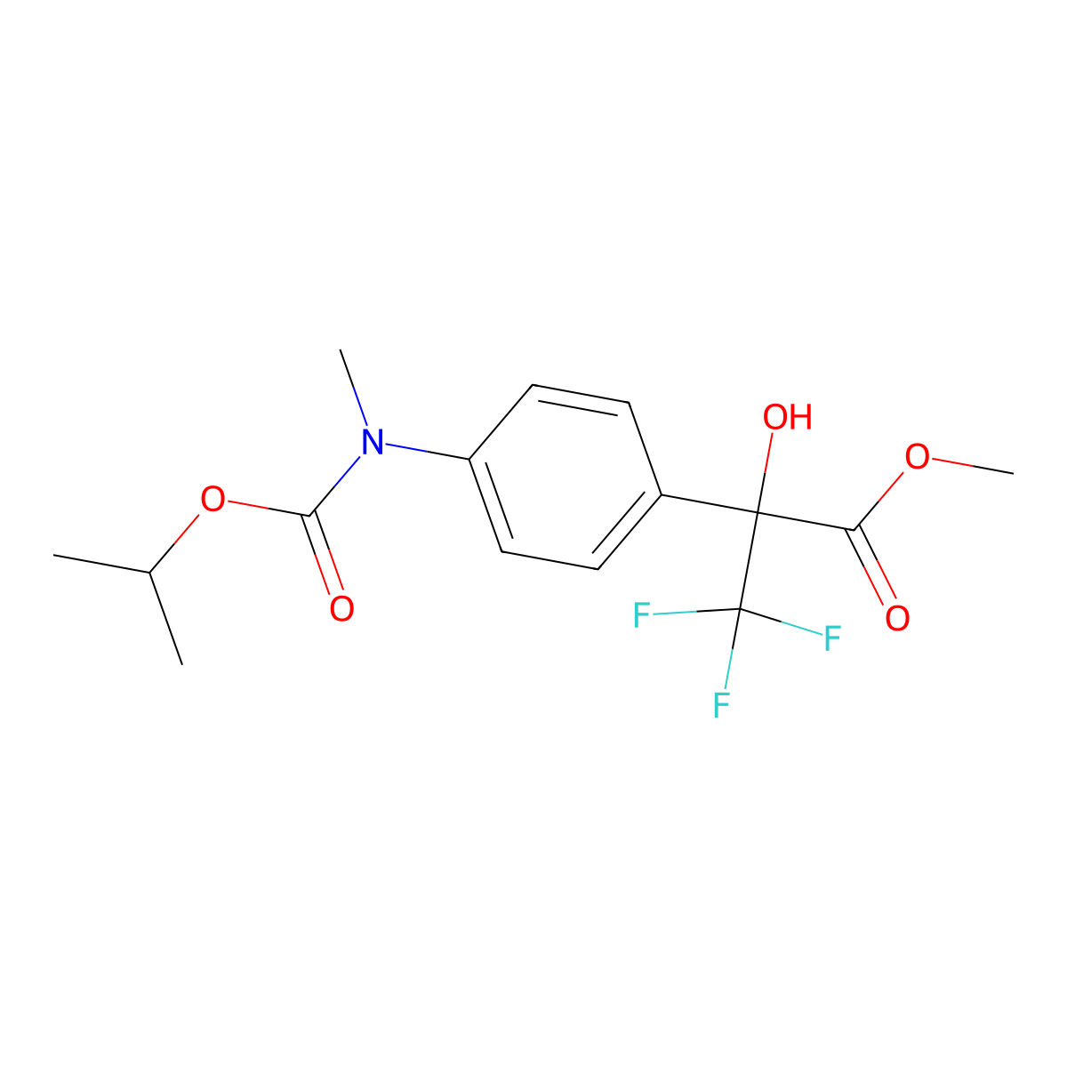 Methyl 3,3,3-trifluoro-2-hydroxy-2-{4-[(isopropoxycarbonyl)(methyl)amino]phenyl}propanoate molecular structure, CAS 294196-65-9