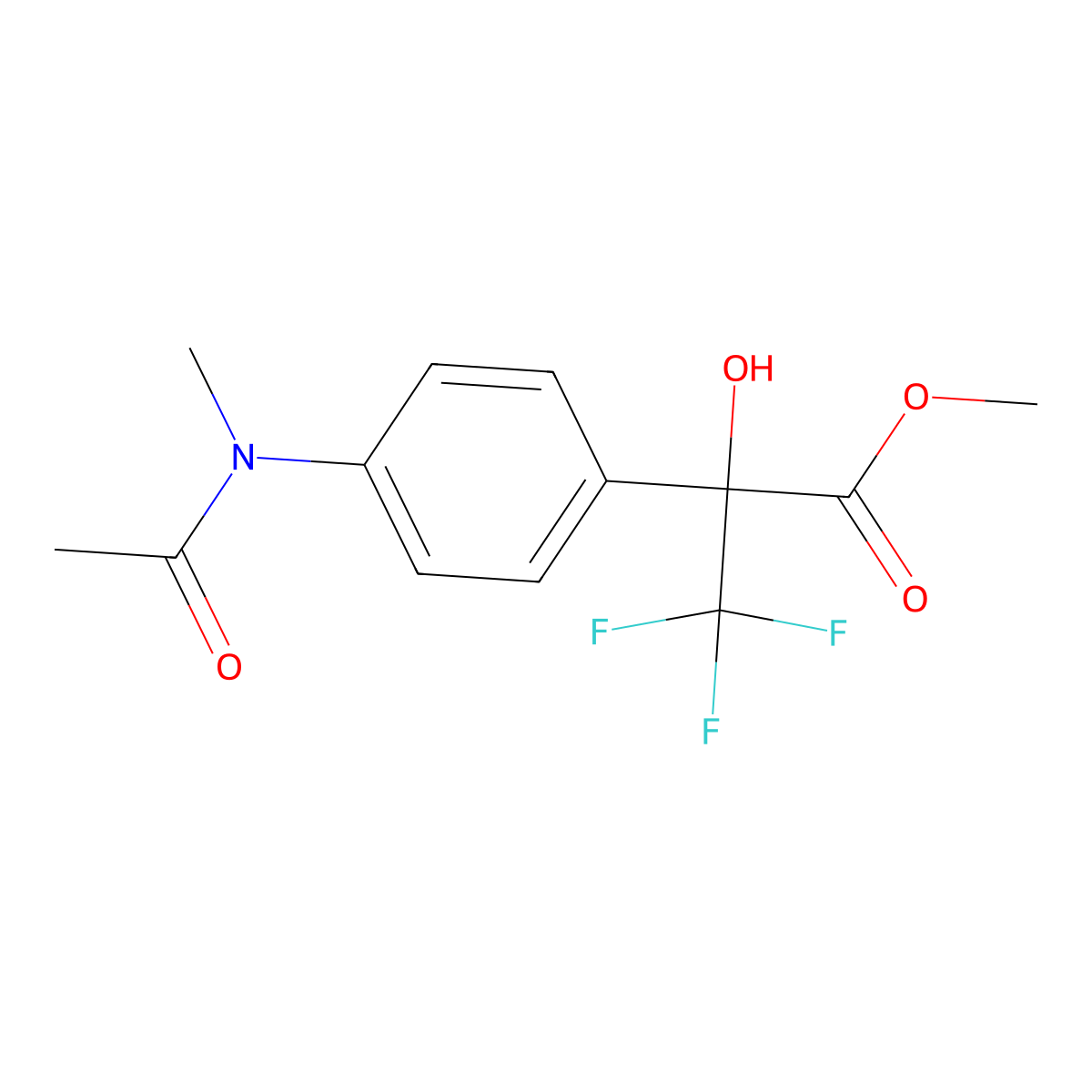 Methyl 2-{4-[acetyl(methyl)amino]phenyl}-3,3,3-trifluoro-2-hydroxypropanoate molecular structure, CAS 294196-88-6