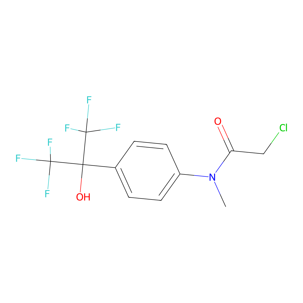 2-chloro-N-[4-(1,1,1,3,3,3-hexafluoro-2-hydroxypropan-2-yl)phenyl]-N-methylacetamide molecular structure, CAS 294196-95-5