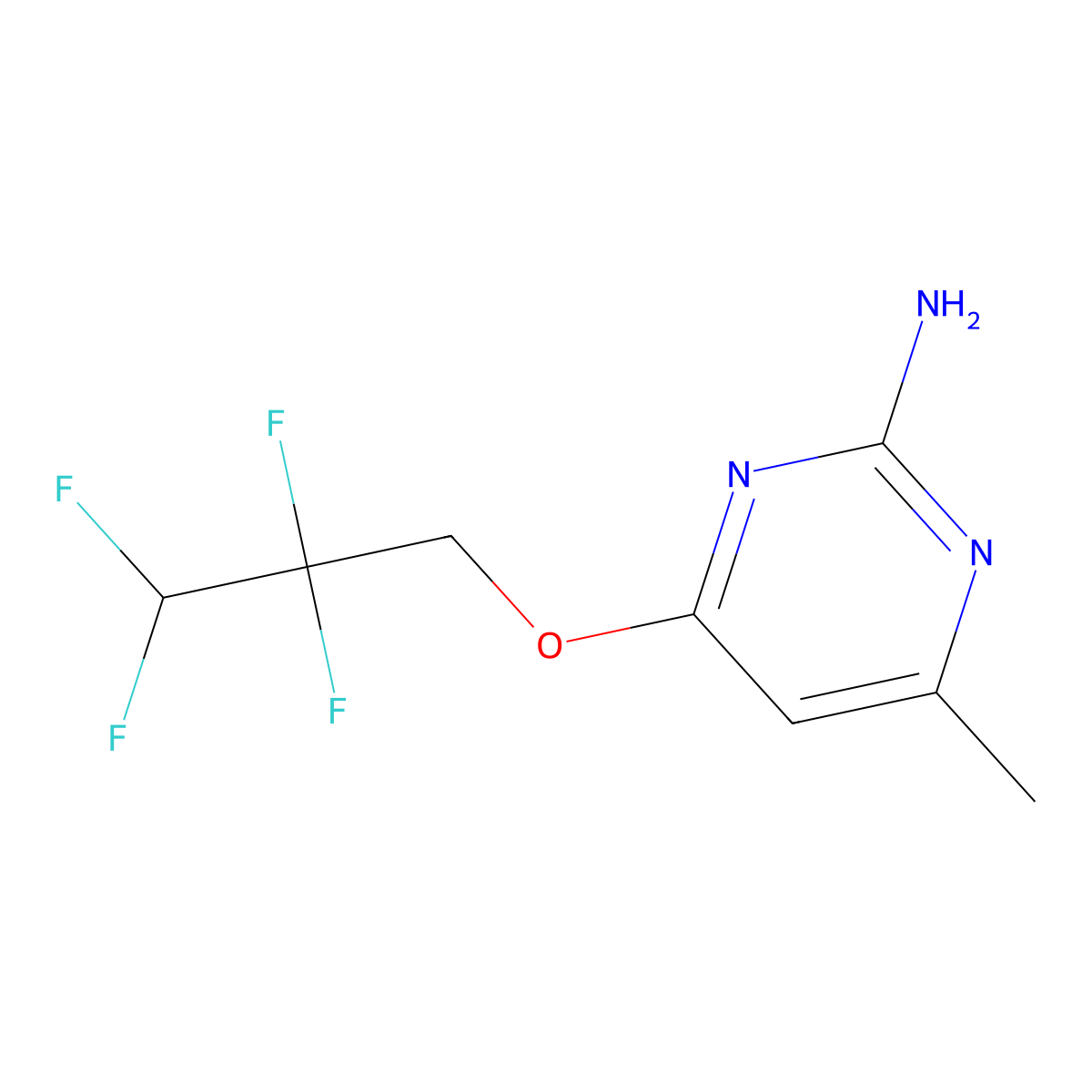 4-Methyl-6-(2,2,3,3-tetrafluoropropoxy)pyrimidin-2-amine molecular structure, CAS 294197-08-3