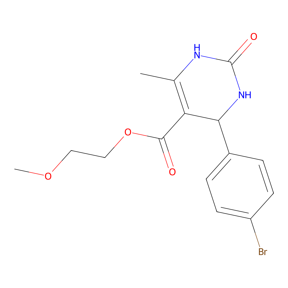 2-Methoxyethyl 4-(4-bromophenyl)-6-methyl-2-oxo-1,2,3,4-tetrahydropyrimidine-5-carboxylate molecular structure, CAS 294197-60-7