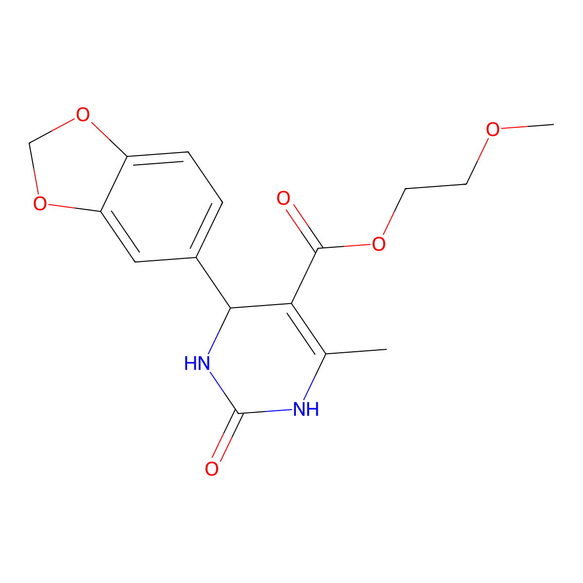 2-Methoxyethyl 4-(1,3-benzodioxol-5-yl)-6-methyl-2-oxo-1,2,3,4-tetrahydropyrimidine-5-carboxylate molecular structure, CAS 294197-63-0