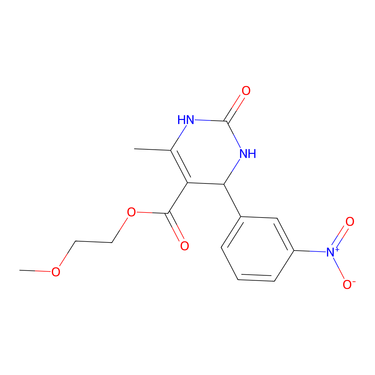 2-Methoxyethyl 6-methyl-4-(3-nitrophenyl)-2-oxo-1,2,3,4-tetrahydropyrimidine-5-carboxylate molecular structure, CAS 294197-67-4
