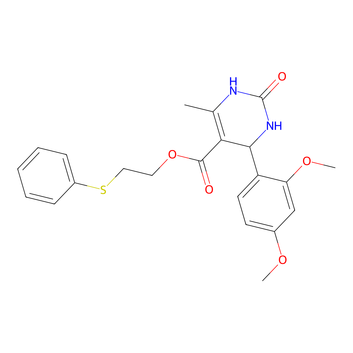 2-phenylsulfanylethyl 4-(2,4-dimethoxyphenyl)-6-methyl-2-oxo-3,4-dihydro-1H-pyrimidine-5-carboxylate molecular structure, CAS 294197-71-0