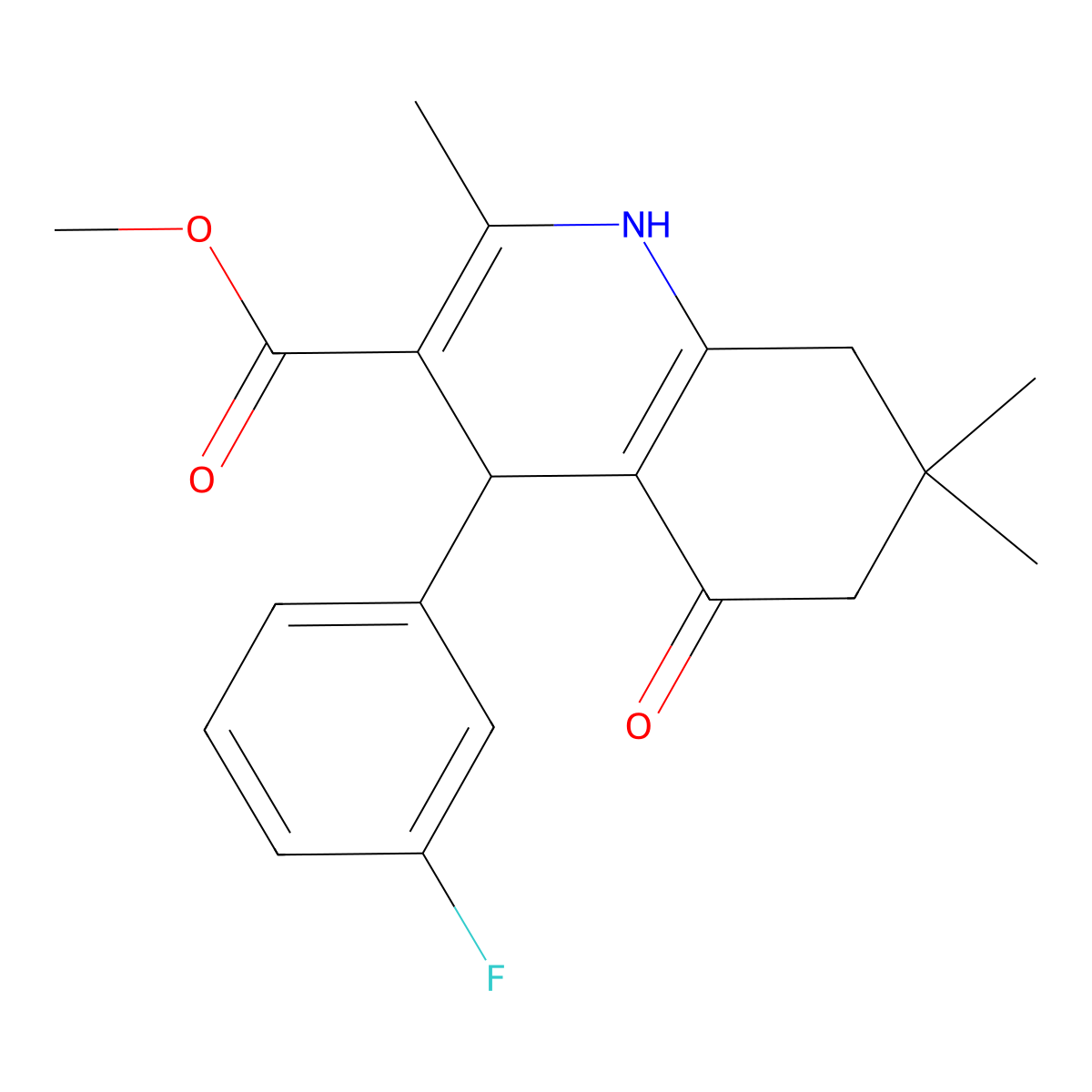 Methyl 4-(3-fluorophenyl)-2,7,7-trimethyl-5-oxo-1,4,5,6,7,8-hexahydro-3-quinolinecarboxylate molecular structure, CAS 294197-79-8