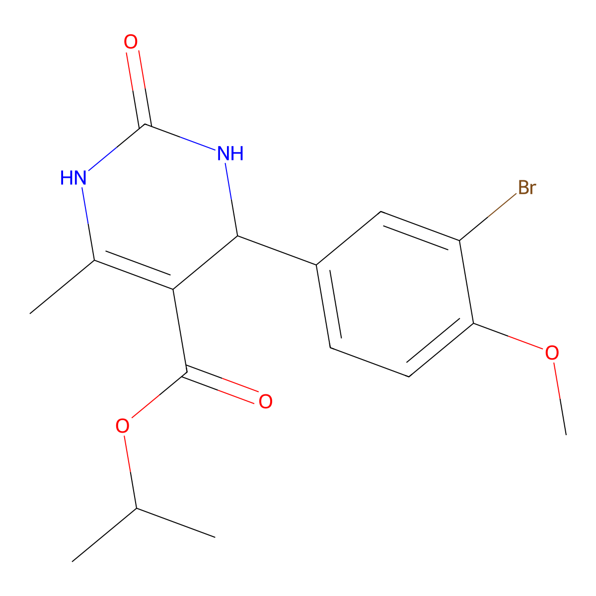 Propan-2-yl 4-(3-bromo-4-methoxyphenyl)-6-methyl-2-oxo-1,2,3,4-tetrahydropyrimidine-5-carboxylate molecular structure, CAS 294197-80-1