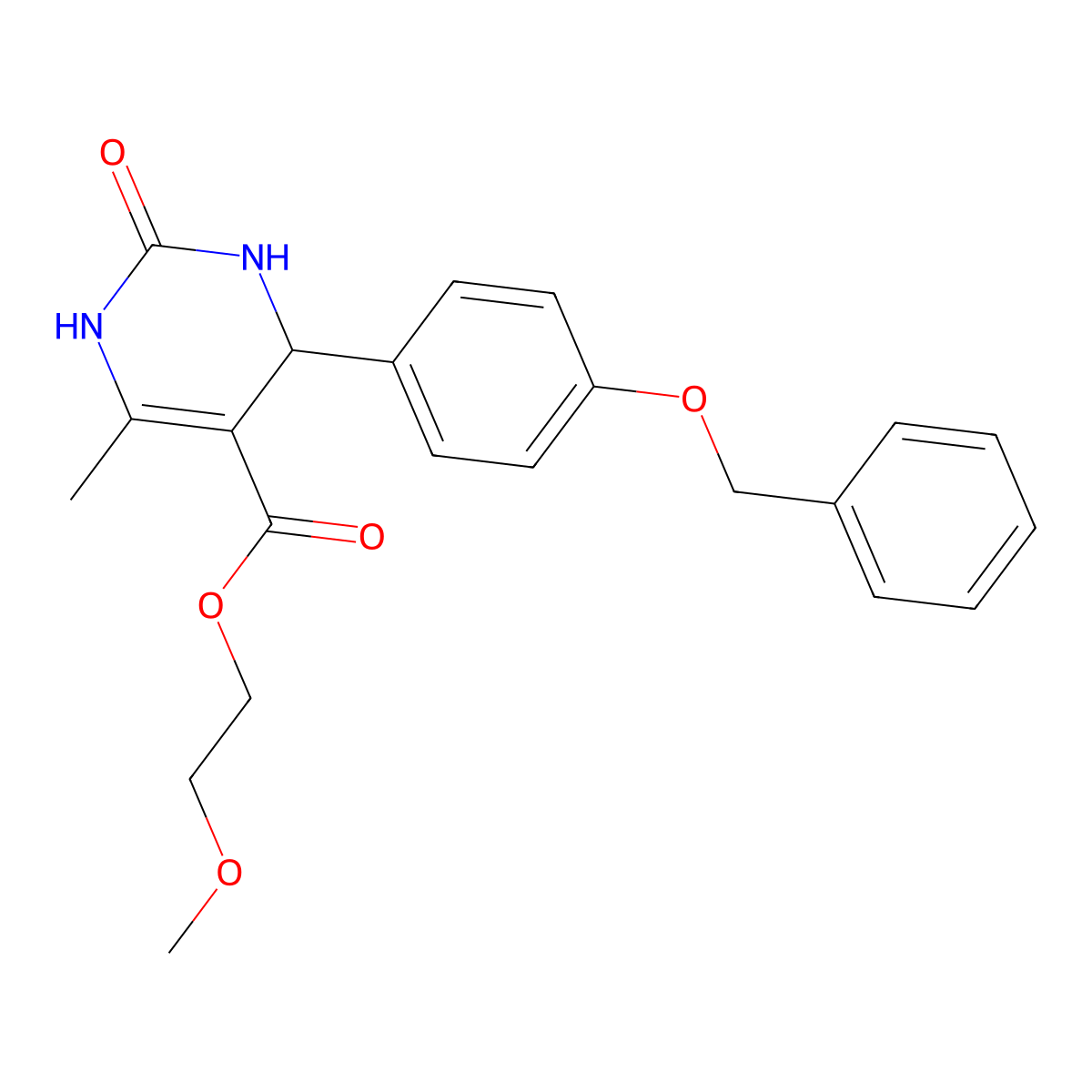 2-Methoxyethyl 4-(4-(benzyloxy)phenyl)-6-methyl-2-oxo-1,2,3,4-tetrahydropyrimidine-5-carboxylate molecular structure, CAS 294197-83-4