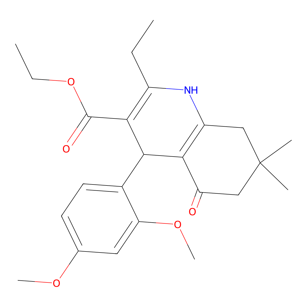 Ethyl 4-(2,4-dimethoxyphenyl)-2-ethyl-7,7-dimethyl-5-oxo-1,4,5,6,7,8-hexahydro-3-quinolinecarboxylate molecular structure, CAS 294198-06-4