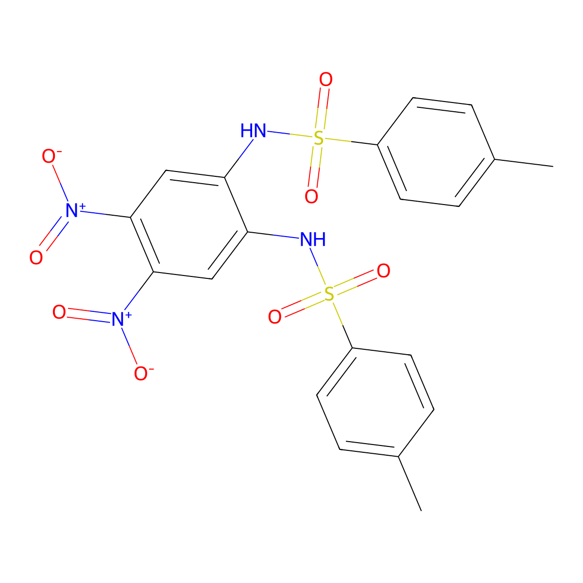Benzenesulfonamide, N,N'-(4,5-dinitro-1,2-phenylene)bis[4-methyl- molecular structure, CAS 29420-81-3