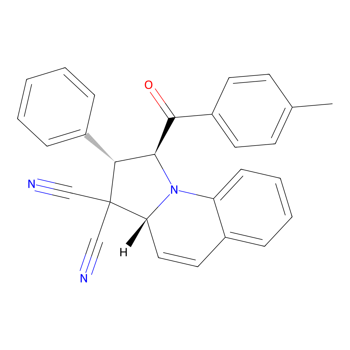 (1S,2S,3aR)-1-(4-methylbenzoyl)-2-phenyl-2,3a-dihydro-1H-pyrrolo[1,2-a]quinoline-3,3-dicarbonitrile molecular structure, CAS 294203-26-2