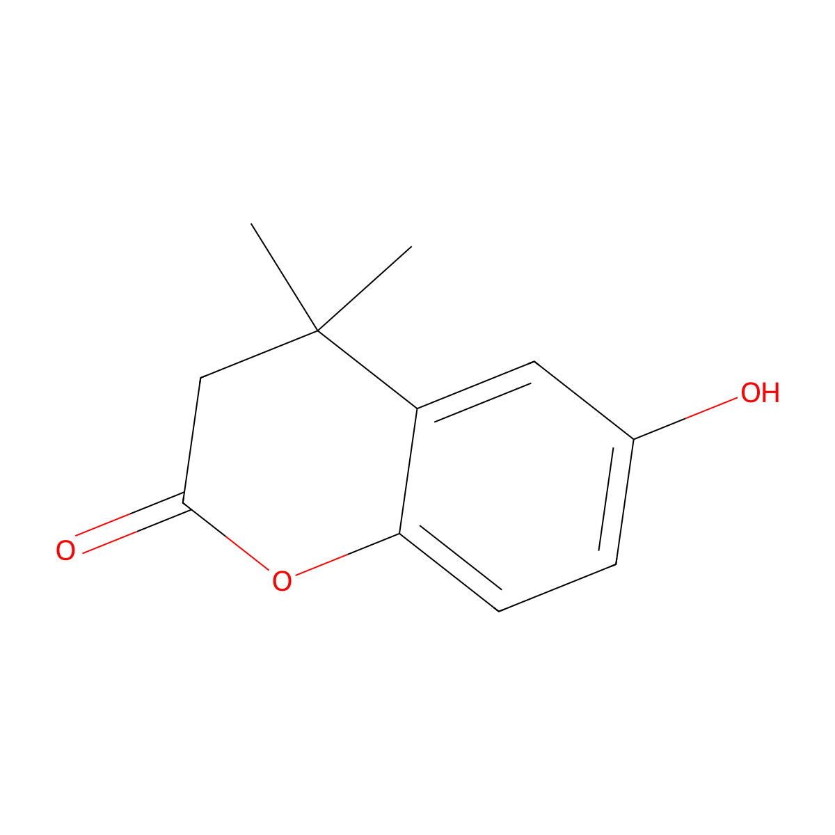 6-hydroxy-4,4-dimethyl-3,4-dihydro-2H-1-benzopyran-2-one molecular structure, CAS 29423-72-1