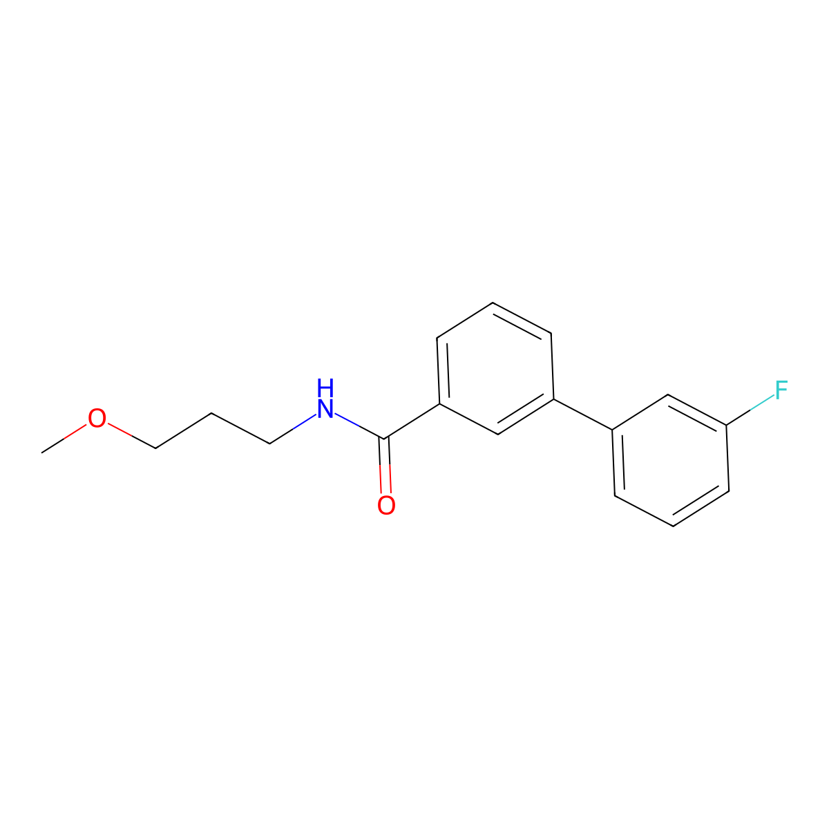 [1,1'-Biphenyl]-3-carboxamide, 3'-fluoro-N-(3-methoxypropyl)- molecular structure, CAS 2942574-97-0