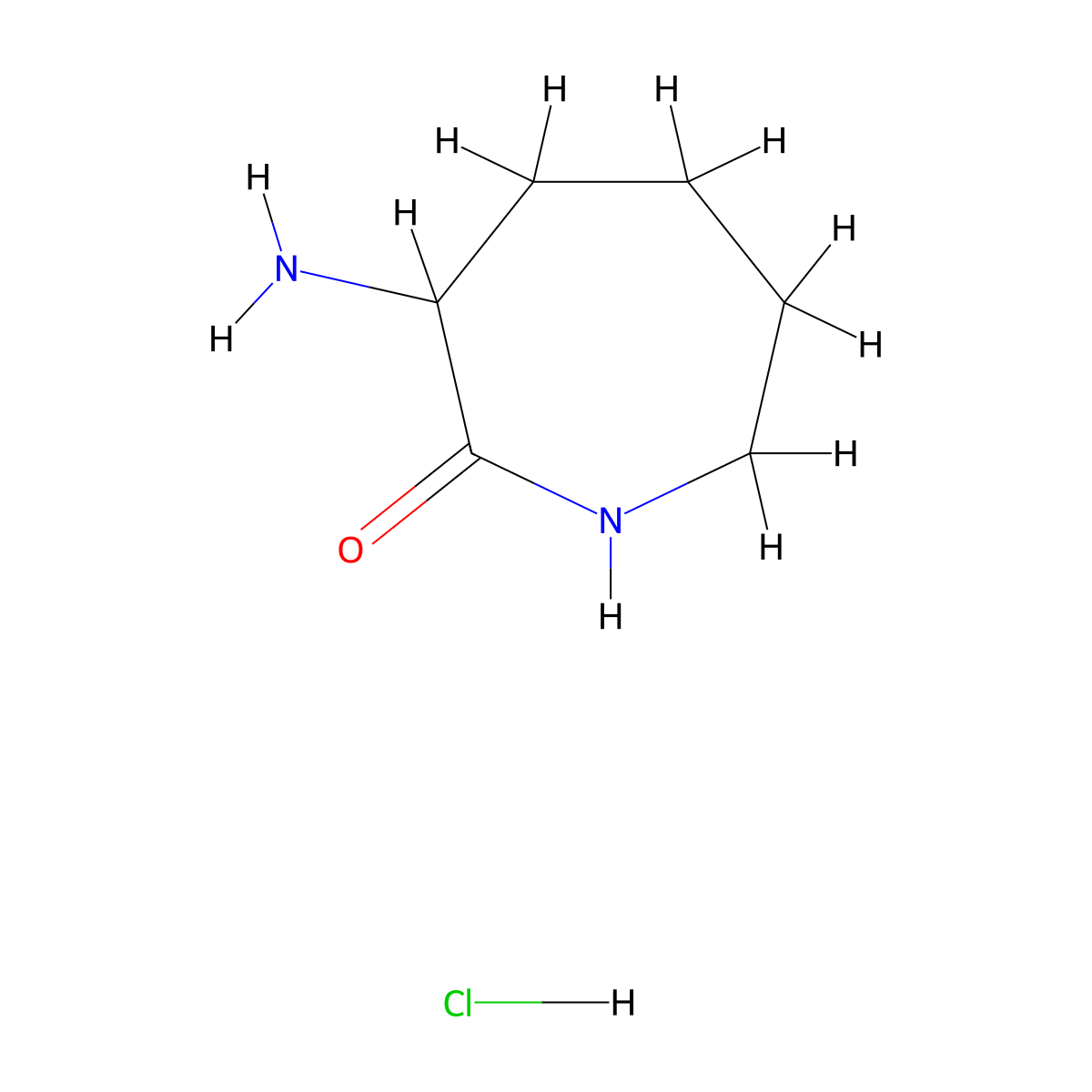3-Aminoazepan-2-one hydrochloride molecular structure, CAS 29426-64-0