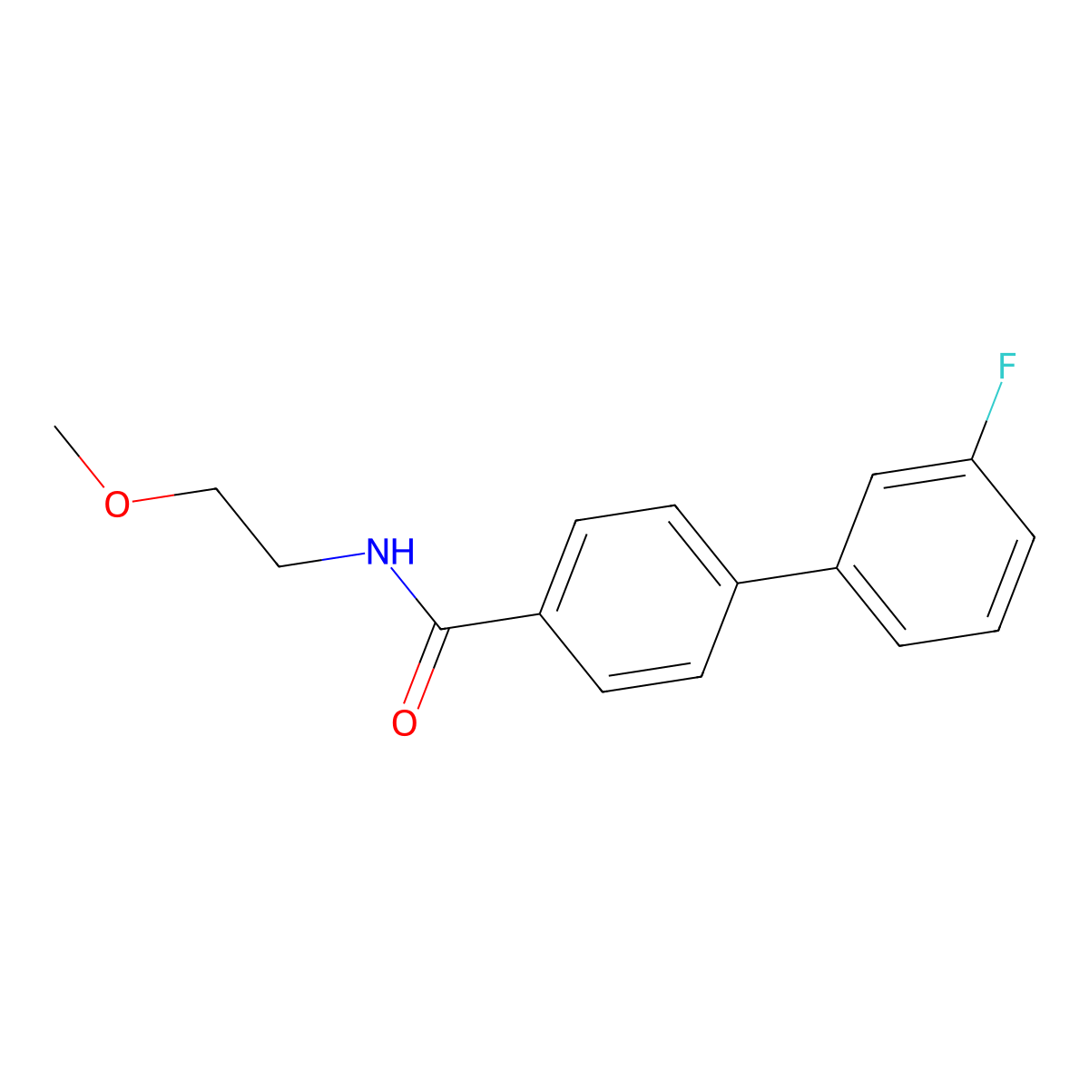[1,1'-Biphenyl]-4-carboxamide, 3'-fluoro-N-(2-methoxyethyl)- molecular structure, CAS 2942996-98-5