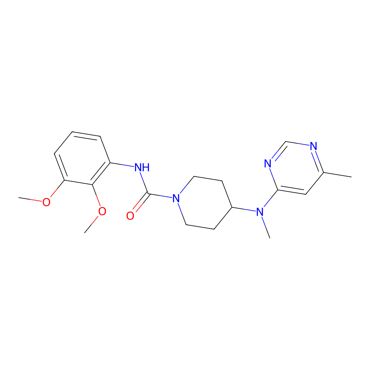 N-(2,3-dimethoxyphenyl)-4-[methyl(6-methylpyrimidin-4-yl)amino]piperidine-1-carboxamide molecular structure, CAS 2943421-16-5