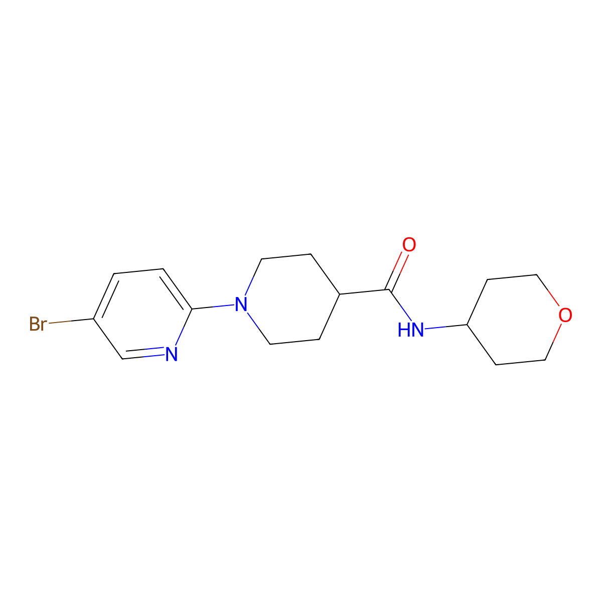1-(5-bromopyridin-2-yl)-N-(oxan-4-yl)piperidine-4-carboxamide molecular structure, CAS 2943900-11-4